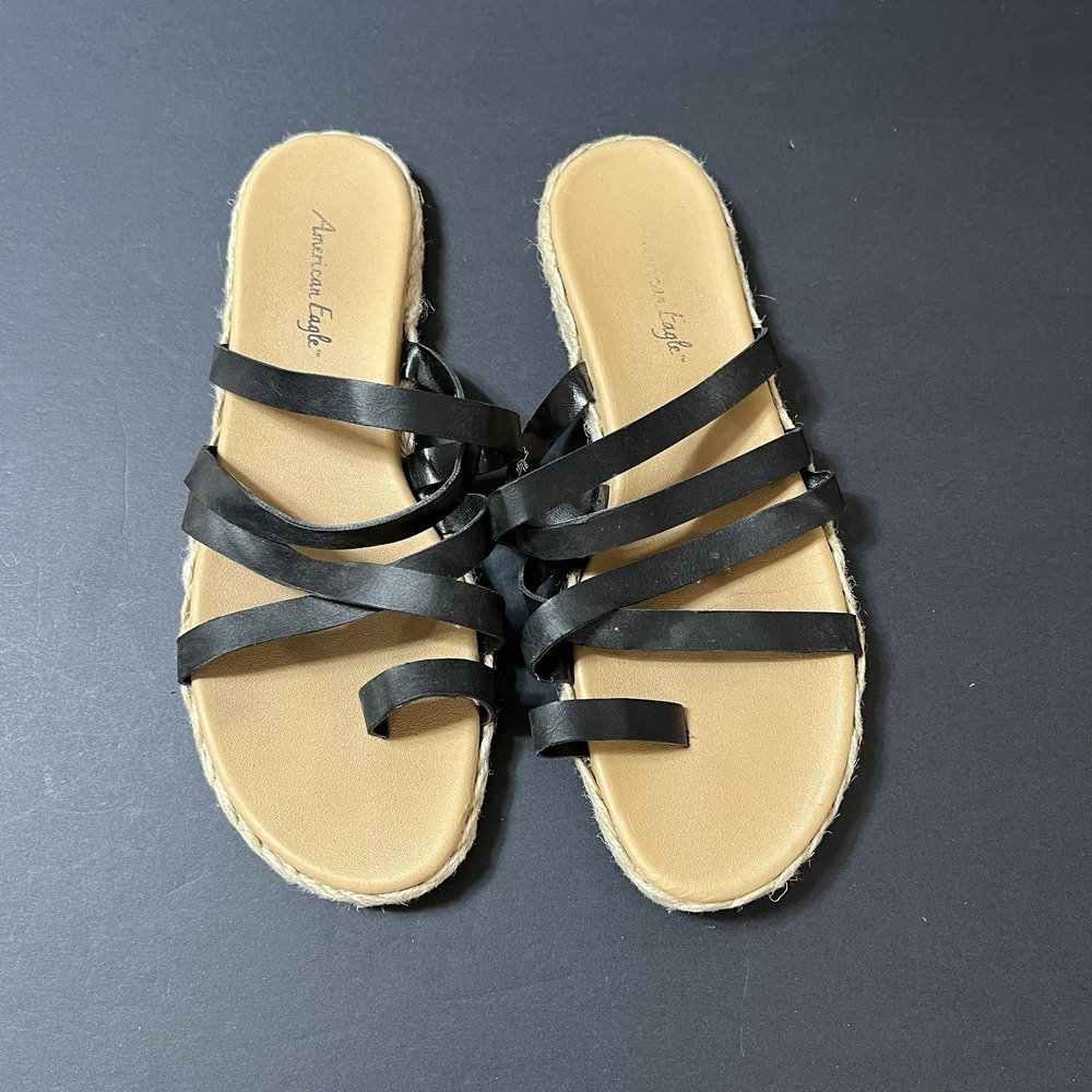 American Eagle Women's Suri Suri Black Slip On Sandals Size 7 Y2K Summer Slide